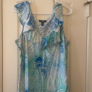 Women's Blue and Green Swirl Top